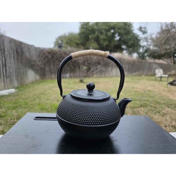The Unbranded Brand Other - Cast Iron Tetsubin Teapot Black Hobnail Tea Kettle
